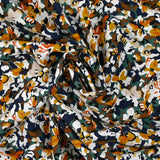 Viscose imprimée les fleurs d'Ornella orange brûlé, canard et marine