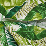 Polycoton imprimé jungle de feuilles vert fond blanc