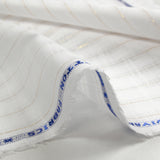 Coton lin rayé Lurex doré fond blanc