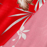 Maille de viscose satinée Hawaii fond rouge fraise