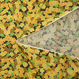 Cotton printed with yellow cherry blossoms, brown background