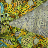 Green cashmere labyrinth print cotton