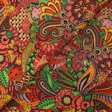 Coton imprimé labyrinthe cachemire rouge