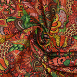 Coton imprimé labyrinthe cachemire rouge