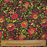 Algodón estampado jardín bohemio rojo fresa
