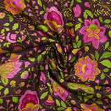Coton imprimé jardin bohème rose bubblegum