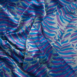 Jersey de velours fougère turquoise et violet