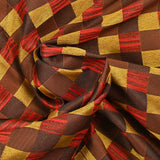 Jacquard polyester damier doré et marron