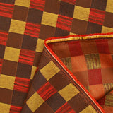Jacquard polyester damier doré et marron