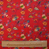 Popeline de coton imprimée jardin du Maharaja fond rouge