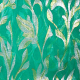 Mousseline de Soie dévorée Tlija or et argent fond vert menthe