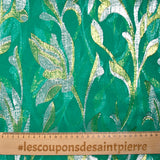 Mousseline de Soie dévorée Tlija or et argent fond vert menthe