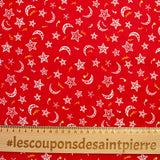 Popeline de coton imprimée étoile filante fond rouge