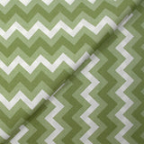Popeline de coton imprimée chevrons vert et blanc