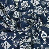 Cotton Popeline Printed Christmas Pampille Marine Foundation