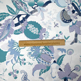 Popeline de coton imprimée souvenir romantique canard et bleu fond blanc