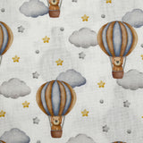 Coton imprimé montgolfière ourson fond blanc