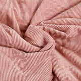 Velours de polyester côtelé matelassé envers sherpa vieux rose