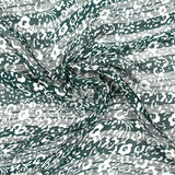 Mousseline imprimée bande satin fleurs fond vert forêt