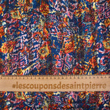 Mousseline imprimée bande satin poussière d’aube jaune fond marine