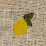 Lin viscose brodé citron fond ficelle