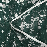 Mousseline imprimée bande satin effervescence fond vert émeraude