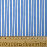 Coton tissé-teint Rudy rayé 3 mm blanc fond bleu ciel