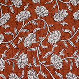 Coton matelassé double face Deepti marron et rouge amarante au mètre