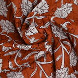 Coton matelassé double face Deepti marron et rouge amarante au mètre