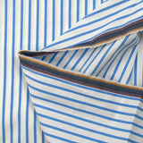 Coton tissé-teint Rudy rayé 3 mm bleu ciel fond blanc