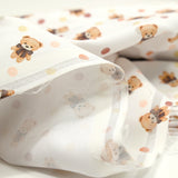 Algodón estampado de oso y guisante picado