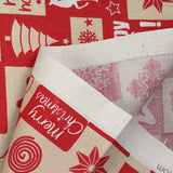 Polycoton imprimé damier de Noël rouge et beige