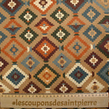 Coton imprimé fin mosaïque aztèque fond camel