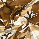 Coton imprimé camouflage marron et blanc