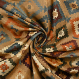 Coton imprimé fin mosaïque aztèque fond camel