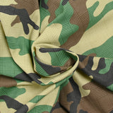 Satin de coton élasthanne camouflage beige et vert