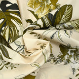 Coton imprimé monstera variegata fond écru