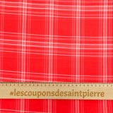 Mousseline de polyester à grands carreaux fond rouge