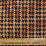 Tweed de laine mélangée à carreaux mauve, orange et beige