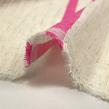 Viscose et coton rayé en relief rose fond écru naturel