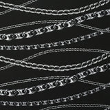 Punto de viscosa satinada estampado en cadena fondo negro