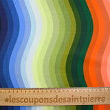Coton imprimé rayé nuances chlorophylle