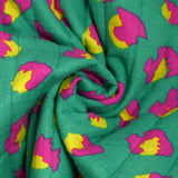 Double gaze matelassée double face Maui fond turquoise et magenta au mètre