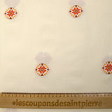 Coton tissé-teint jacquard Malina orange et brique fond écru