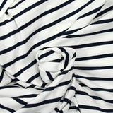 Jersey de coton fin rayé marine fond blanc