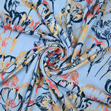 Viscose imprimée ombre de tulipes fond bleu