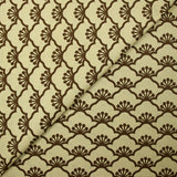 Popeline de coton imprimée graphique marron fond beige