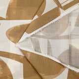 Voile de coton imprimé géometrie beige fond blanc