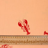 Double gaze imprimée homard rouge fond abricot