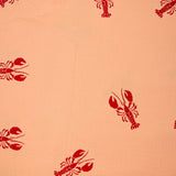 Double gaze imprimée homard rouge fond abricot